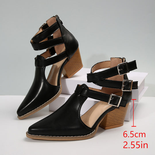Damen elegante Ankle-Boots mit verstellbaren Schnallen R&B