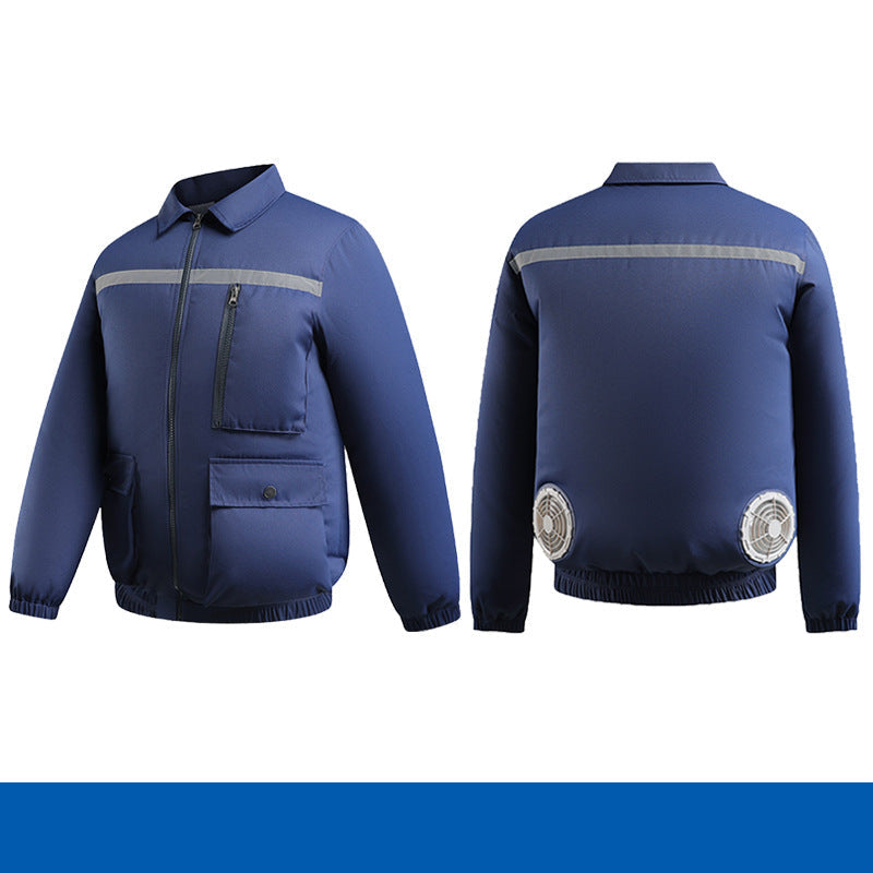 Herren nan belüftete Kühlarbeitsjacke mit seitlichen USB-Lüftern, reflektierendem Bruststreifen und multifunktionalen Taschen R&B