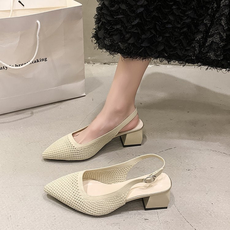 Damen Slingback-Pumps mit strukturiertem Obermaterial und elegantem Blockabsatz R&B
