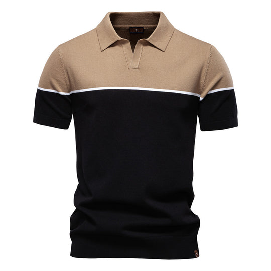 Herren Polo-Shirt mit kontrastierendem Farbblockdesign und hochwertiger Piqué-Textur R&B