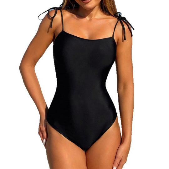 Damen Einteiler Badeanzug mit verstellbaren Trägern und elegantem V-Ausschnitt R&B