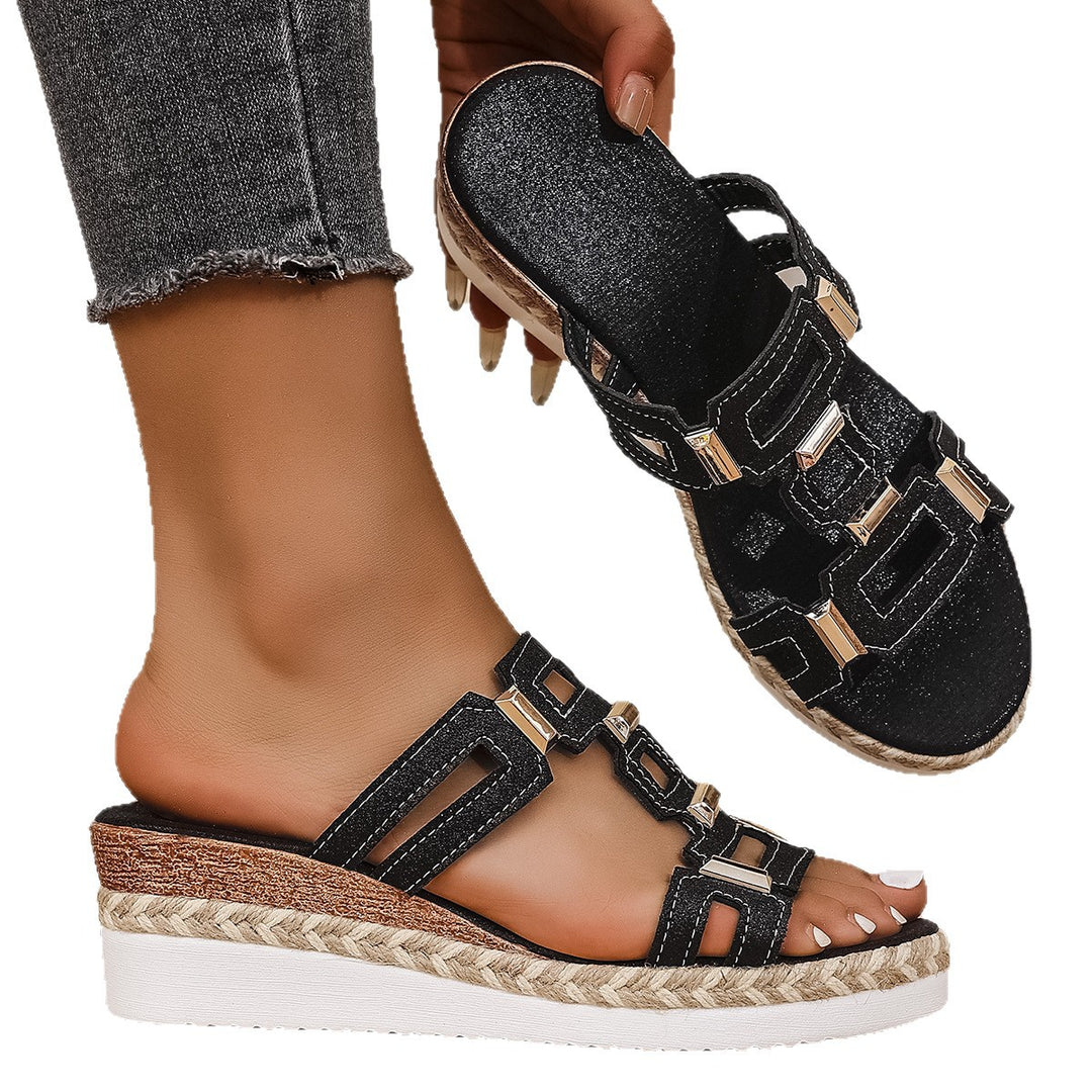 Damen stylische und bequeme Sandalen mit eleganten Glitzerakzenten R&B