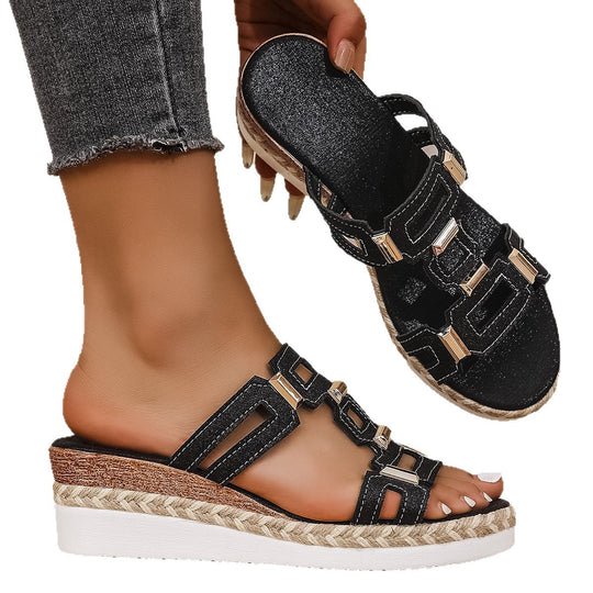 Damen stylische und bequeme Sandalen mit eleganten Glitzerakzenten R&B
