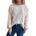 Damen Grobstrickpullover mit strukturiertem Zopfdesign und weitem Schnitt R&B