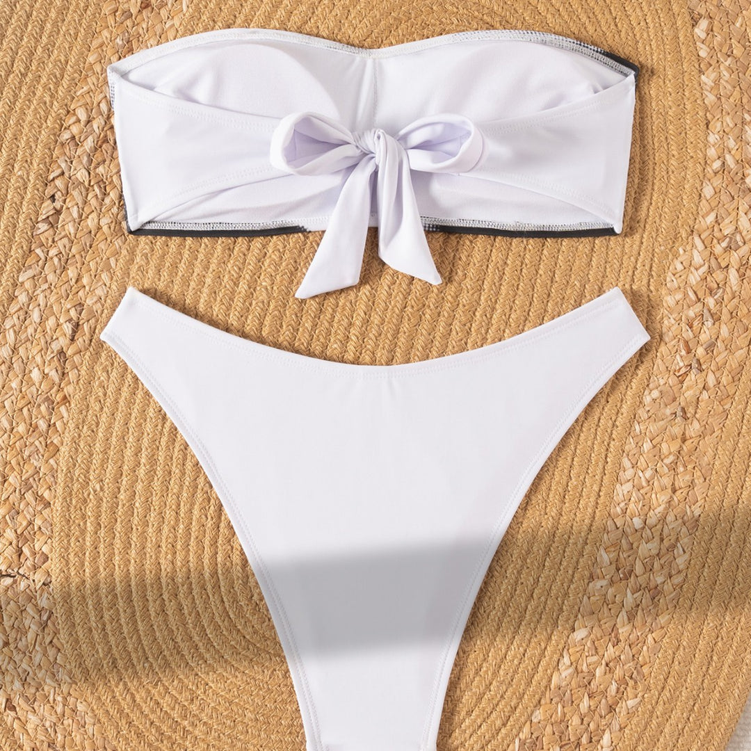 Damen Bandeau-Bikini mit kreativem Druck R&B