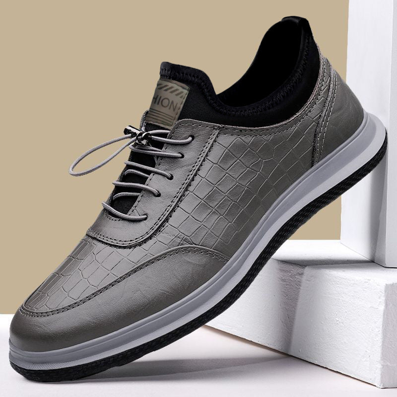 Herren Modische Schnürschuhe aus hochwertigem Leder mit stilvollem Krokodil-Muster R&B