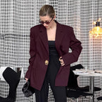 Damen Elegante Oversized Blazerjacke mit detaillierten Knopfverschlüssen R&B