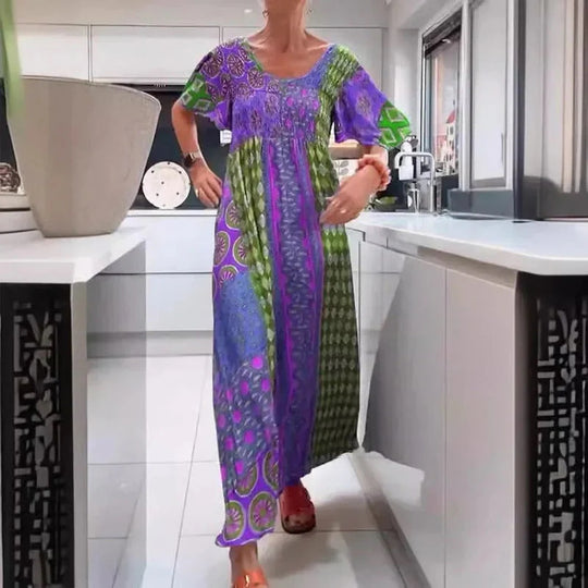 Damen Maxikleid mit buntem Mustermix und luftiger Passform R&B