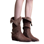 Damen Stylish geflochtene Stiefeletten mit verstellbarem Riemen R&B