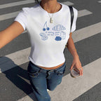 Damen T-Shirt mit kreativem Frühstücksdesign R&B