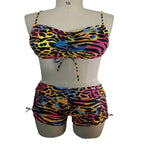 Damen Bikiniset mit raffinierter Schnürung und tierischem Print R&B