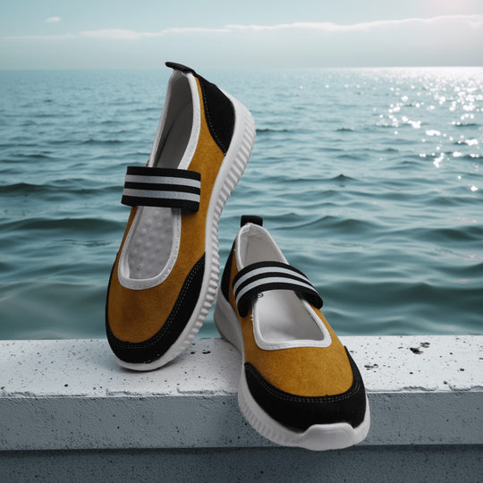 Damen Sportliche Freizeit-Schuhe mit elastischem Riemen R&B