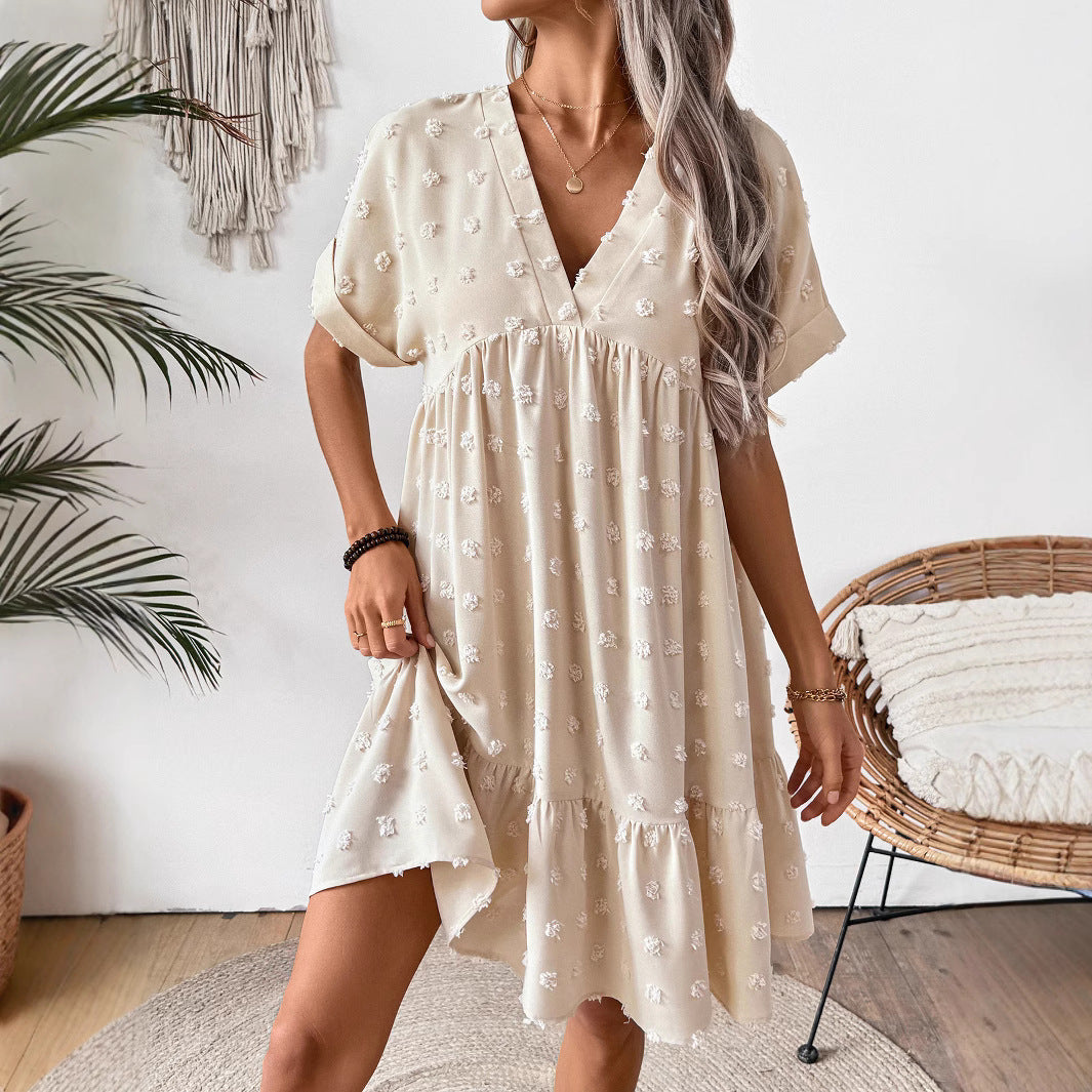 Damen Verspieltes Sommerkleid mit V-Ausschnitt und Rüschensaum R&B