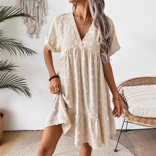 Damen Verspieltes Sommerkleid mit V-Ausschnitt und Rüschensaum R&B