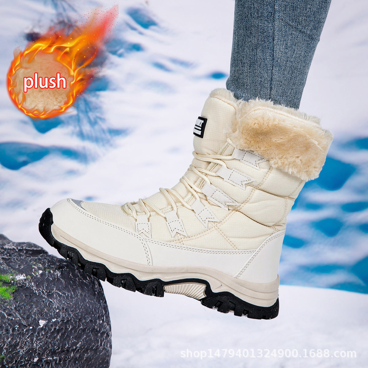 Damen warme Winterstiefel mit kuscheligem Futter und rutschfester Sohle R&B