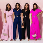 Damen Jumpsuit mit weitem Bein und trendigem Gürtel R&B