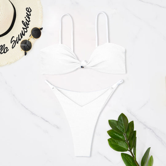 Damen Bandeau-Bikini mit trendigem Knoten-Design und hautfreundlichem Material R&B