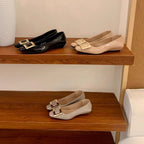 Damen elegante Ballerinas mit modischem Schnallenverschluss R&B