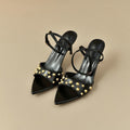 Damen elegante Slingback-Pumps mit goldenen Nieten R&B