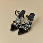 Damen elegante Slingback-Pumps mit goldenen Nieten R&B