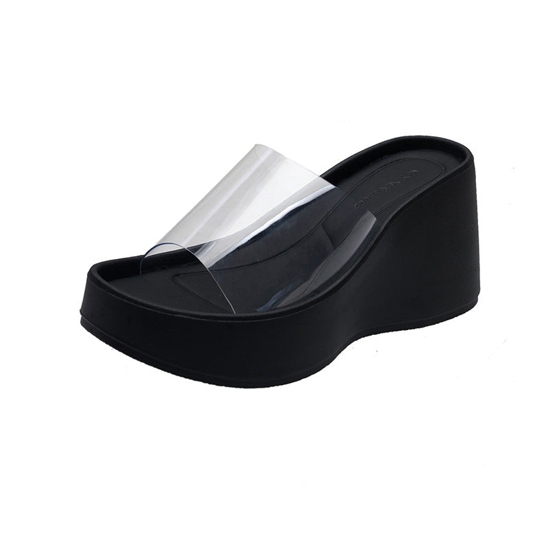 Damen Plateau-Sandalen mit durchsichtigem Riemen und modischem Wedge-Design R&B