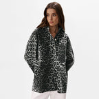 Damen Modische Leoprint Overshirt mit Taschen R&B