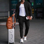 Herren Sportliches Freizeit-Set aus atmungsaktivem Material mit Reißverschluss und praktischen Taschen R&B