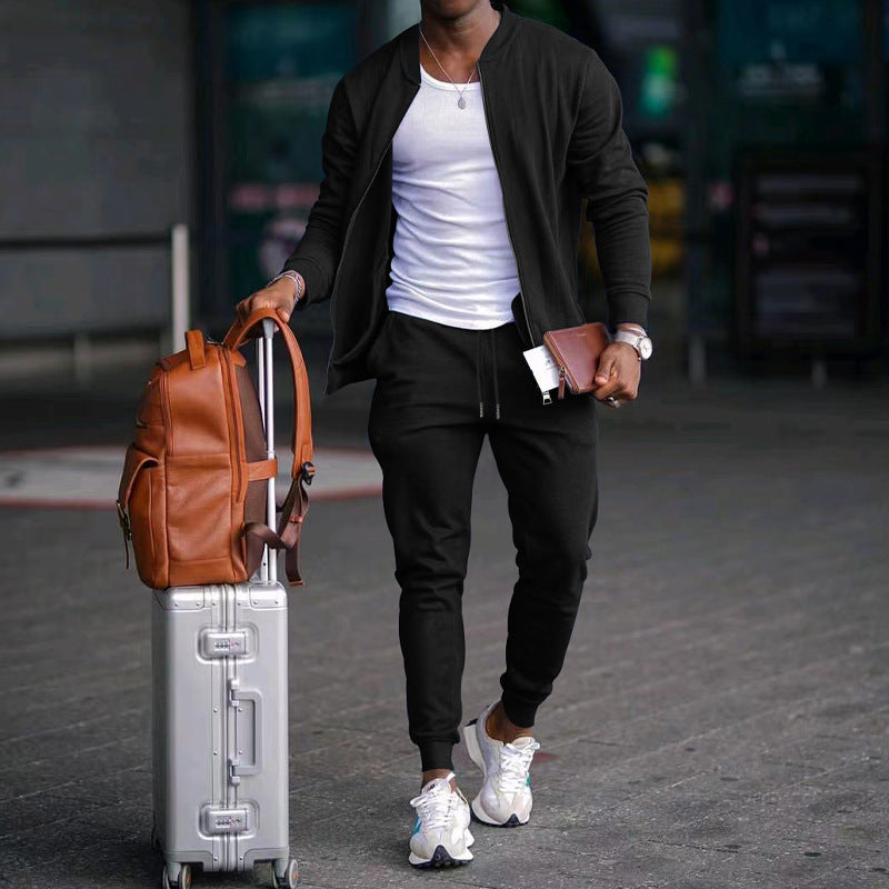 Herren Sportliches Freizeit-Set aus atmungsaktivem Material mit Reißverschluss und praktischen Taschen R&B