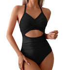 Damen Hochgeschnittener Cut-Out Badeanzug mit Kreuzträgern und figurformendem Design R&B
