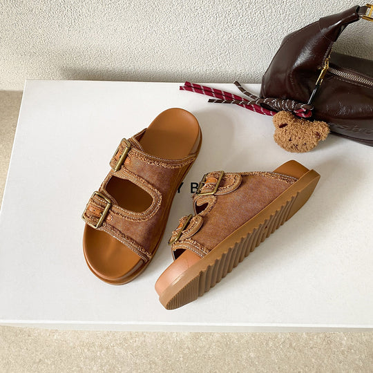 Damen Komfortable Sandalen mit doppeltem Schnallenverschluss R&B