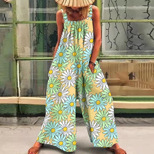 Damen lässiger Jumpsuit mit floralem Muster und weitem Schnitt R&B