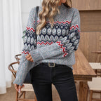 Damen Strickpullover mit geometrischem Muster und weitem Schnitt