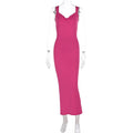 Damen Elegantes Maxikleid mit tiefem Ausschnitt und hochwertigem Stoff R&B