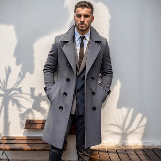 Herren eleganter Woll-Mantel R&B