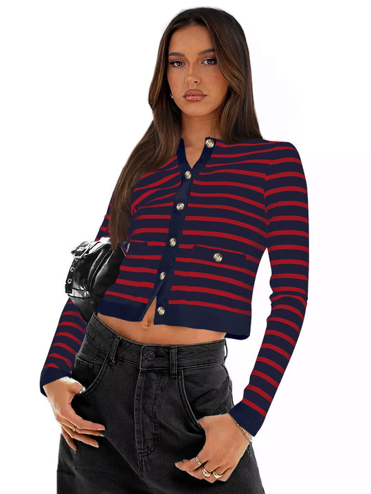 Damen gestreifte Kurzjacke R&B