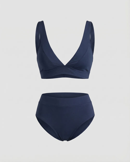 Damen Bikini V-Ausschnitt Vorgeformte Körbchen