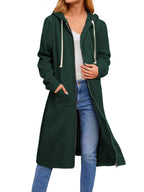 Damen Long Hoodie-Jacke aus bequemen Sweatmaterial mit Taschen R&B