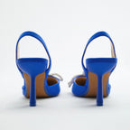 Damen Slingback Pumps mit funkelndem Schleifenakzent und elegantem Absatz R&B