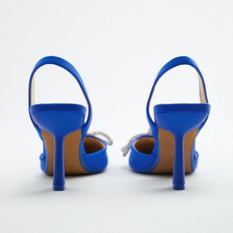Damen Slingback Pumps mit funkelndem Schleifenakzent und elegantem Absatz R&B