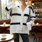 Damen Grobstrickjacke mit modischen Streifen R&B
