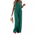 Damen luftiger Jumpsuit mit praktischen Taschen und verstellbaren Trägern R&B