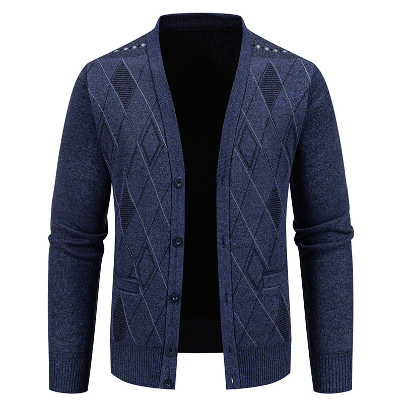 Herren Strickjacke mit eleganter Rautenstruktur R&B