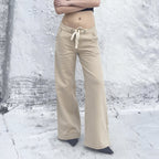 Damen Weite Baumwollhose mit verstellbarem Bund und praktischen Taschen R&B