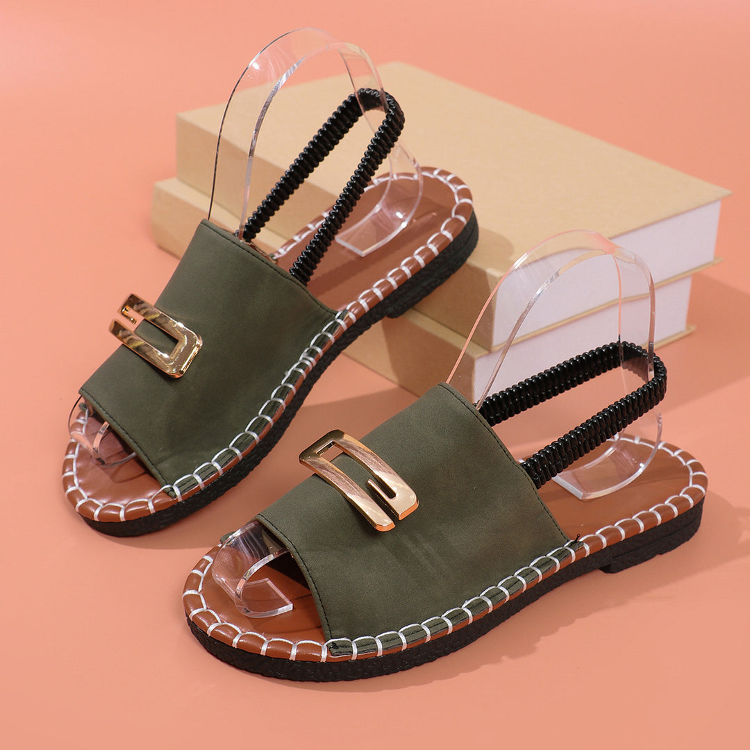 Damen Slingback Sandalen mit dekorativem Riemen und rutschfester Sohle R&B