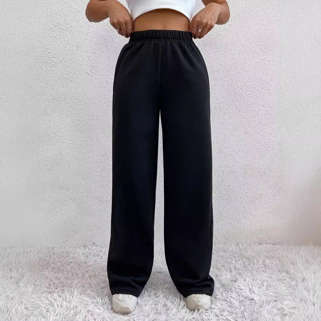 Damen Bequeme High-Waist Freizeithose mit weitem Schnitt R&B