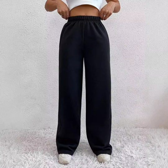 Damen Bequeme High-Waist Freizeithose mit weitem Schnitt R&B