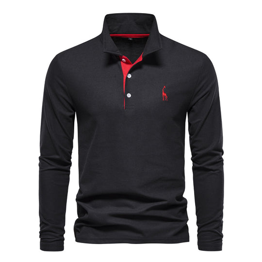 Herren Langarm Poloshirt mit modernem Kragen und atmungsaktiver Baumwollqualität R&B