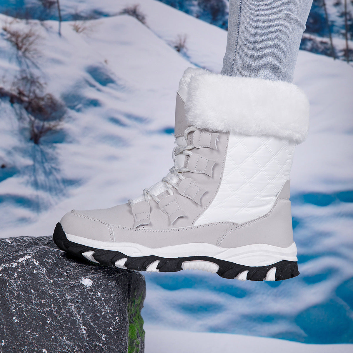 Damen Heizbare Winterstiefel mit rutschfester Sohle und isolierender Fütterung