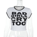 Damen Trendiges Crop-Top mit auffälligem Schriftzug R&B