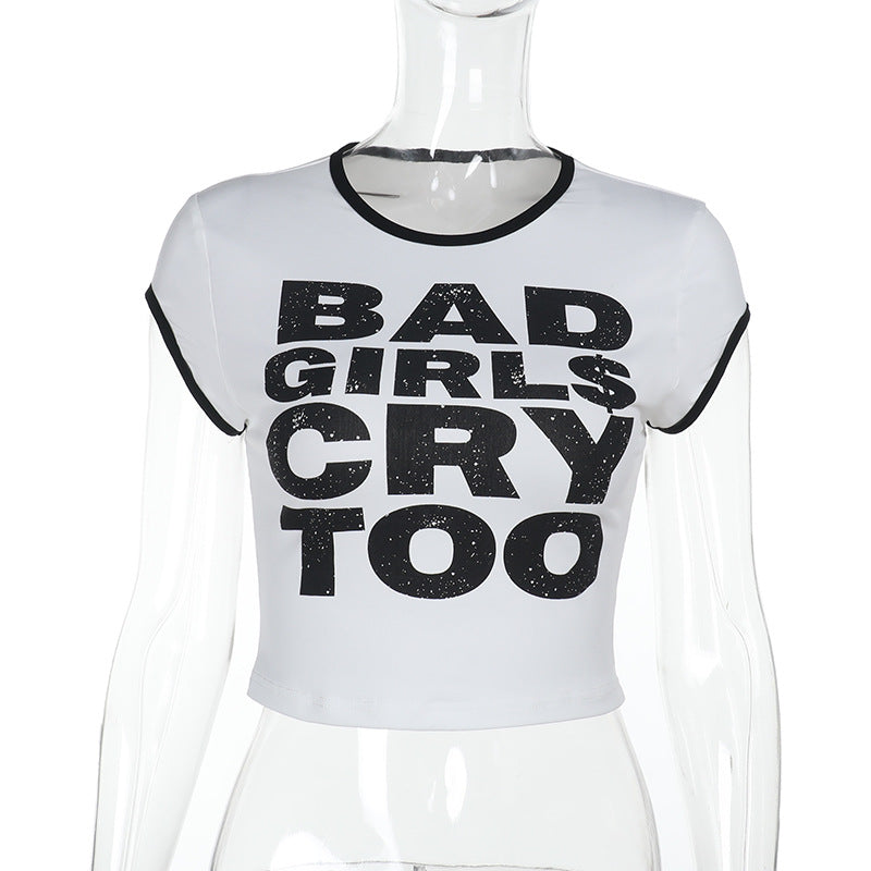 Damen Trendiges Crop-Top mit auffälligem Schriftzug R&B